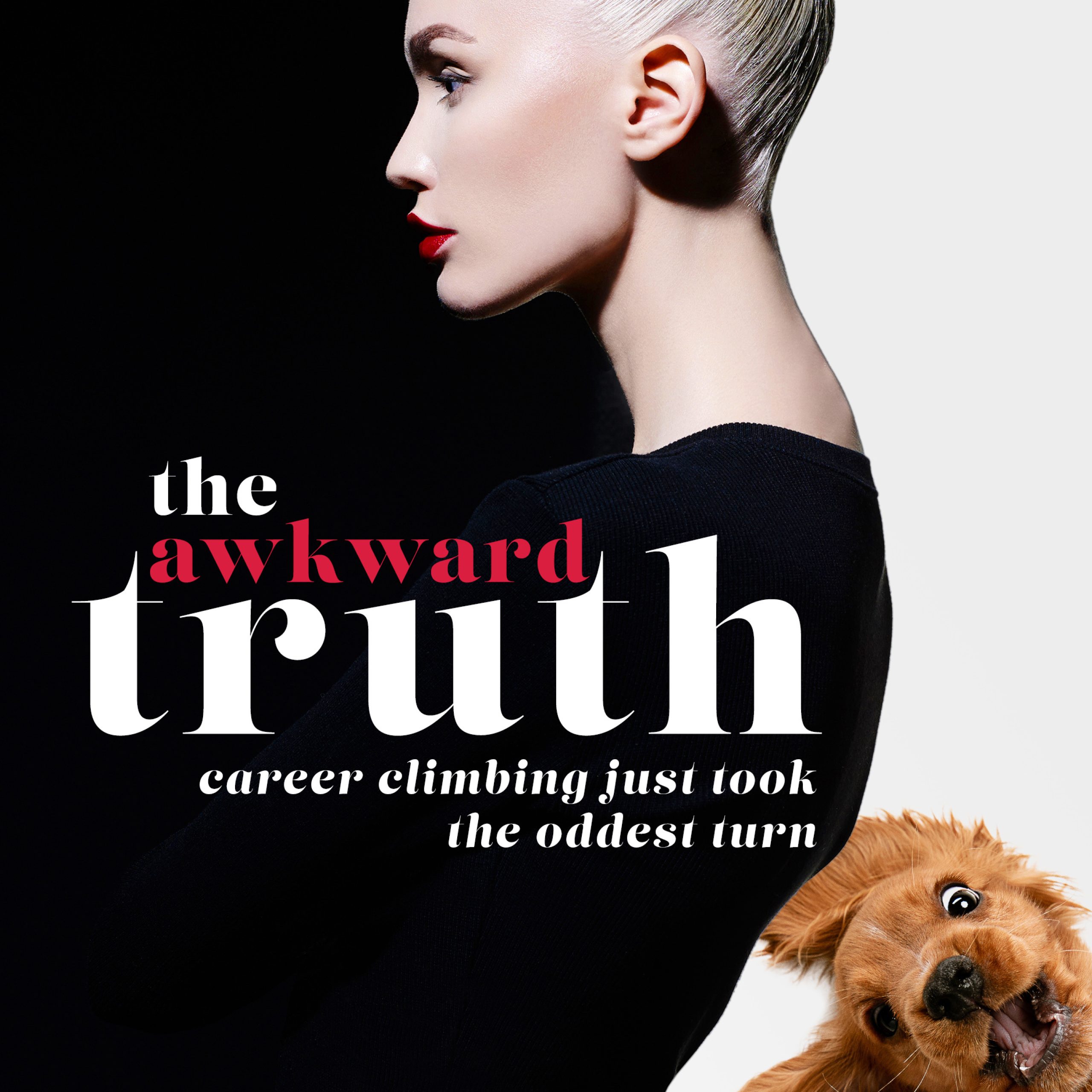 Cover of The Awkward Truth by Lee Winter. Red and white serif text on a black background and photo of a blonde woman looking to one side.