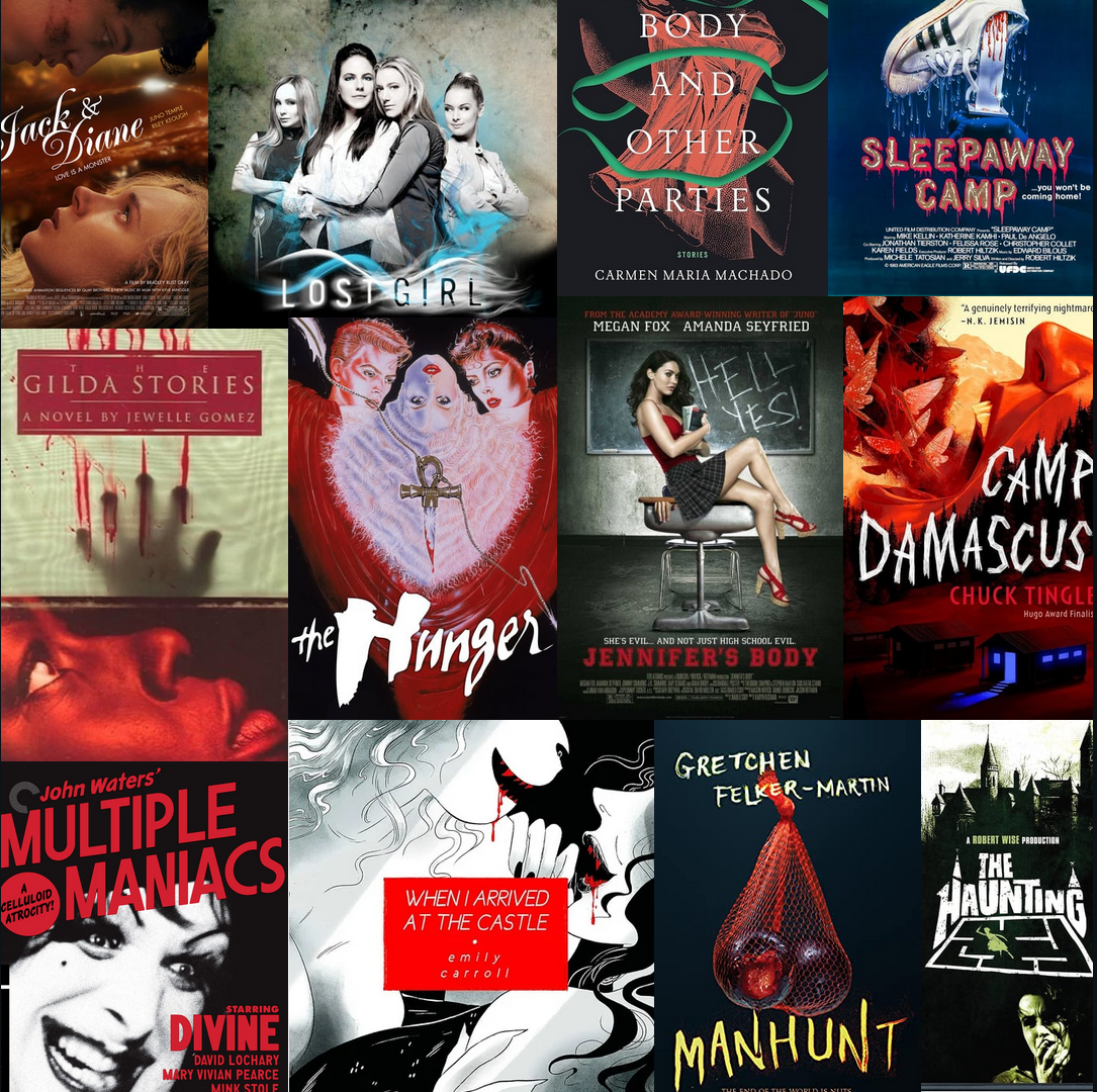 Collage of the covers of some of the books and films listed in the article