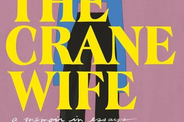 Cover image for CJ Hauser's memoir in essays: a taupe background with the figure of a person in black pants, white shoes, and a blue turtleneck sweater drawn up above their face, all layered behind the title of the book in bright yellow.